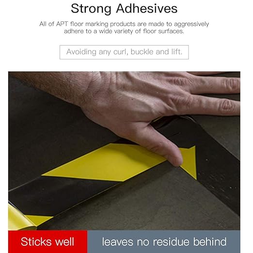 APT Premium Durable Black & Yellow Striped Safety Marking Tape (2 Rolls of 2" x 99Ft (33 Yds)) Hazard Caution& Warning, Social Distancing, Warehouse & Gym Floor