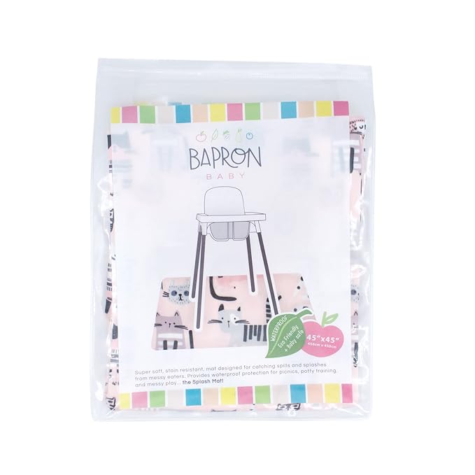 BapronBaby Kitty Splash Mat - Waterproof Catch-All for Under High Chairs, Floors, Tables, Playtime or Arts & Crafts - Machine Washable - 45" x 45”