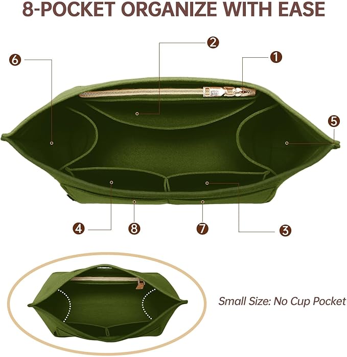 OPPOSHE Purse Organizer Insert for Longchamp Le Pliage, Premium Felt Long Champ Bag Handbag Women, Tote Organizer Insert with 9 Compartments (Medium, Forest Green)