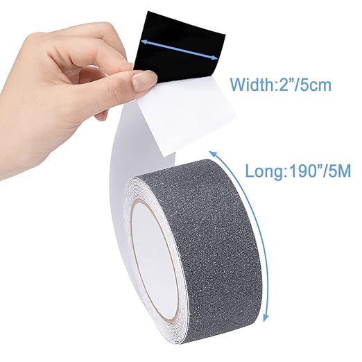 Anti Slip Tape, High Traction,Strong Grip Abrasive, Not Easy Leaving Adhesive Residue, Indoor & Outdoor (2" Width x 190" Long, Gray)
