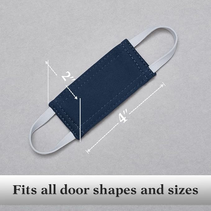 PONY DANCE Baby Door Latch Cover Closer - Nursery Door Silencer with Strong Elastic Straps, Thick Solid Cushion for Noise Reduction, Prevents Slamming, 3 Pieces, 4W x 2L Inches, Navy Blue