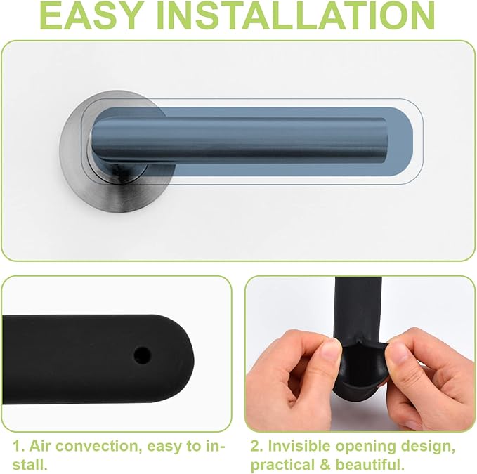 Door Handle Covers, 4Pcs Matte Black Silicone Door Handle Glove Covers Door Knob Covers Anti-Static Safety Door Lever Protectors for Flat Square Door Levers