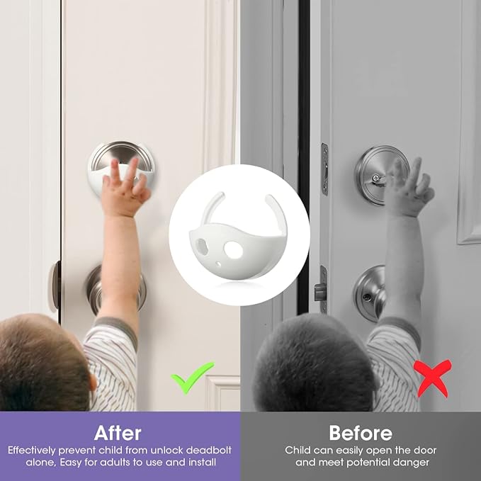 Magicfour Child Proof Deadbolt Lock, 2 Pack Door Safety Deadbolt Lock for Kids, Universal Size Deadbolt Child Safety Lock Cover Fits Most Deadbolt