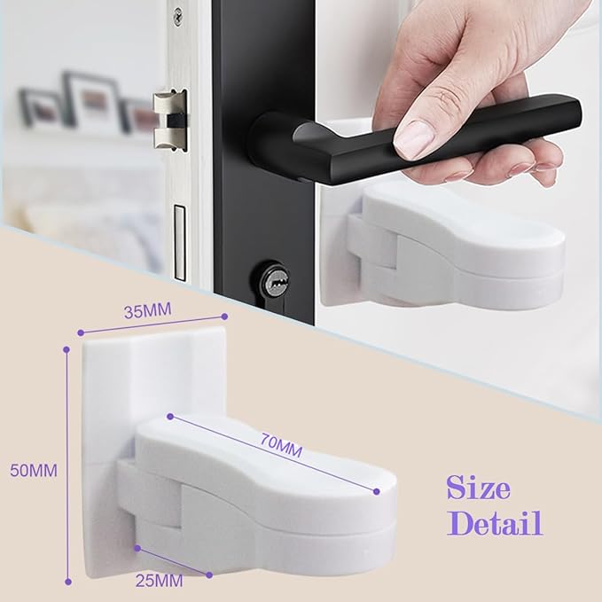 Child Proof Door Lever Locks (6 Pack) Baby Proofing Door Handle Locks with Adhesives, No Drilling Child Safety Door Locks for Protecting Kids and Toddler