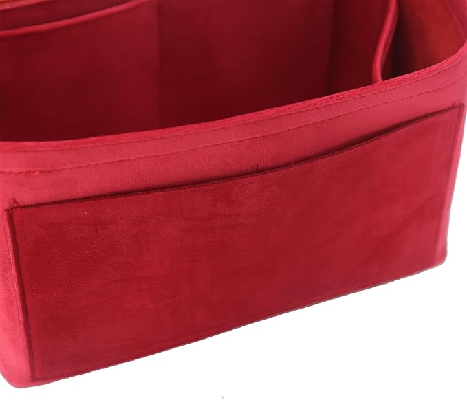 banbeln Purse Organizer Insert, Suede Bag Organizer Handbag Tote Shaper, Suede Material, Soft and Non Damaging Bag (Small,Red)