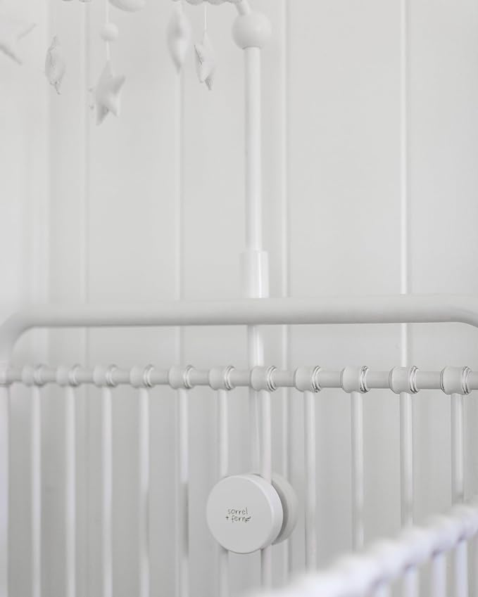 Baby Crib Mobile Arm Wooden Holder - Baby Mobile Hanger for Crib (31 inch, 100% Natural Beech Wood) Strong Anti Slip - Nursery Decor & Gift Accessories (White)