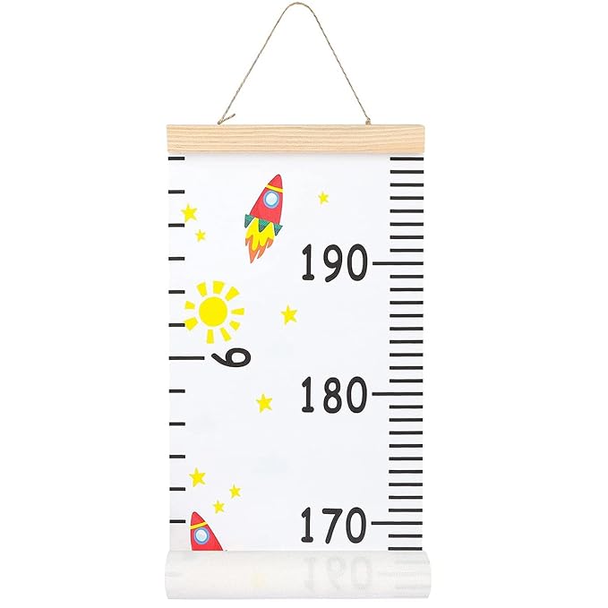 MIBOTE Baby Growth Height Chart Handing Ruler Wall Decor for Kids, Canvas Removable Height Growth Chart 79" x 7.9" (Colorful)