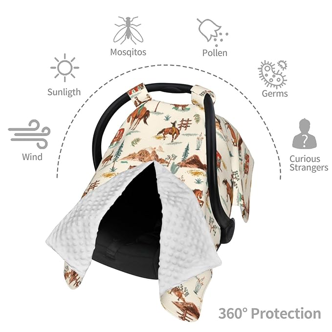 Western Baby Car Seat Canopy Cover Multi Use Nursing Cover for Mom Nursing Covers Newborn Western Shower Gift
