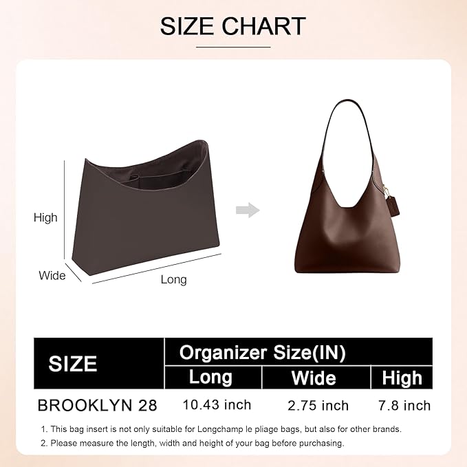 Dupont Paper Purse Organizer Inserts for brooklyn 28 Insert Keeps Tote Handbag（Brown）