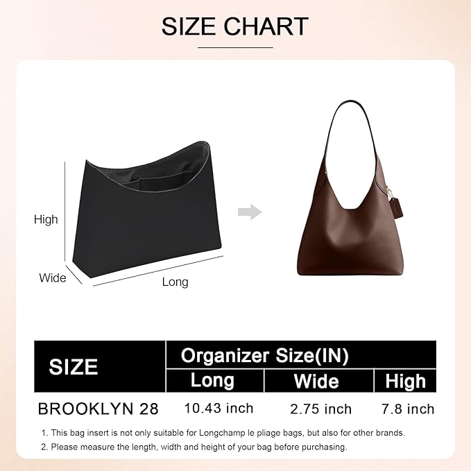 Dupont Paper Purse Organizer Inserts for brooklyn 28 Insert Keeps Tote Handbag（Black）