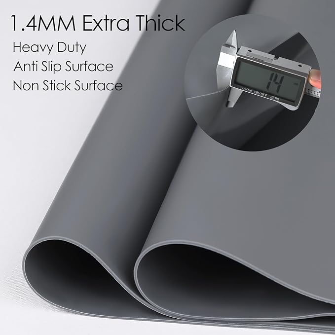 Extra Large Silicone Mat for Kitchen Counter, 31.5x23.6 Inch Heat Resistant Mat Countertop Protector, Non-Stick and Thick Silicone Pad Silicone Baking Mat for Dough and Pastry, Dark Gray