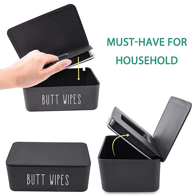 Moorfowl Butt Wipes Dispenser for Bathroom, Upgrade Size(8.2L x 4.9W x 3.9H inches), Large Capacity Flushable Wipes Holder Container for Restroom