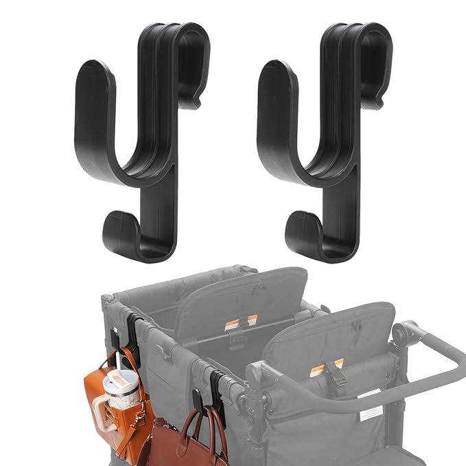 Stroller Hooks for Wonderfold Wagon W2&W4, Double-Layer Multipurpose Side, Space-Saving for Hanging Balance Bikes & Everything, Durable Plastic Wagon Accessories, 40kg Sturdy Load-Bearing (2PCS)