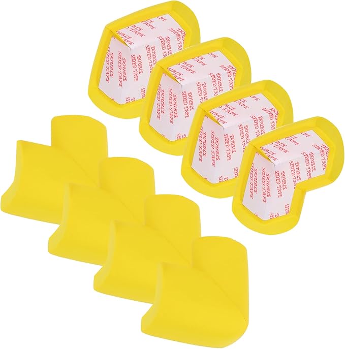 MECCANIXITY 8 Pack Soft Corner Protector, Rubber Foam Furniture Proofing Corner Guards Edge for Fireplace Table Stair, Yellow