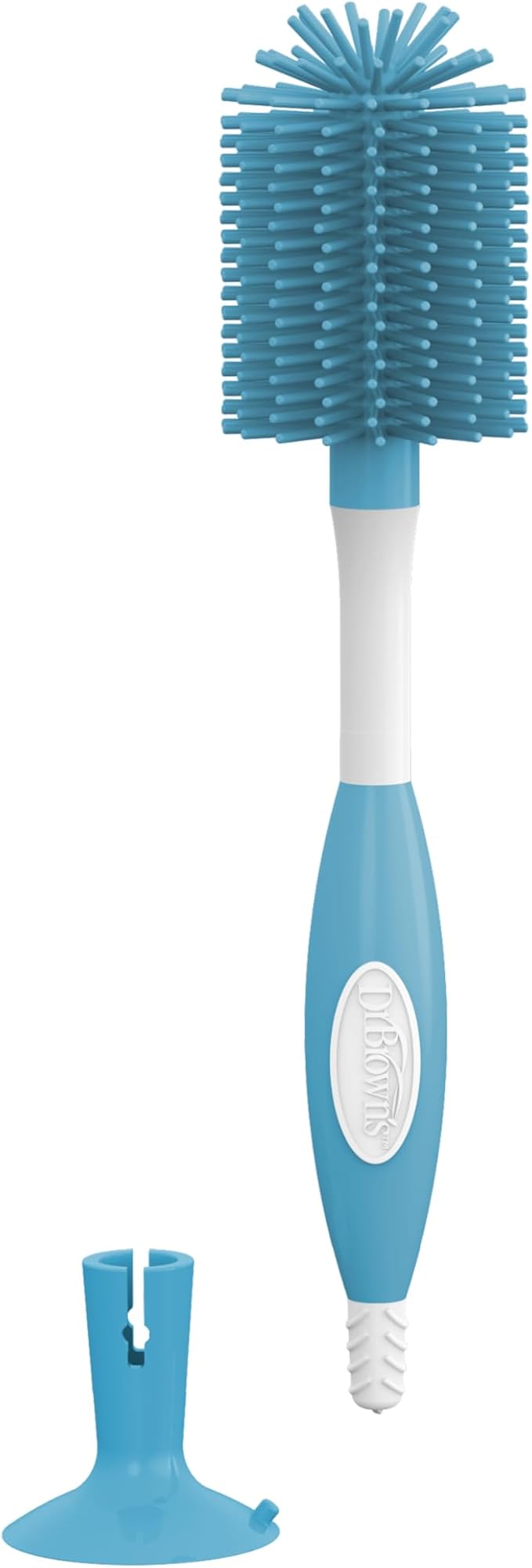 Dr. Brown's Soft Touch No Scratch Baby Bottle Cleaning Brush, Nipple Cleaner & Suction Cup Base for Easy Storage, BPA Free, Blue (Pack of 4)