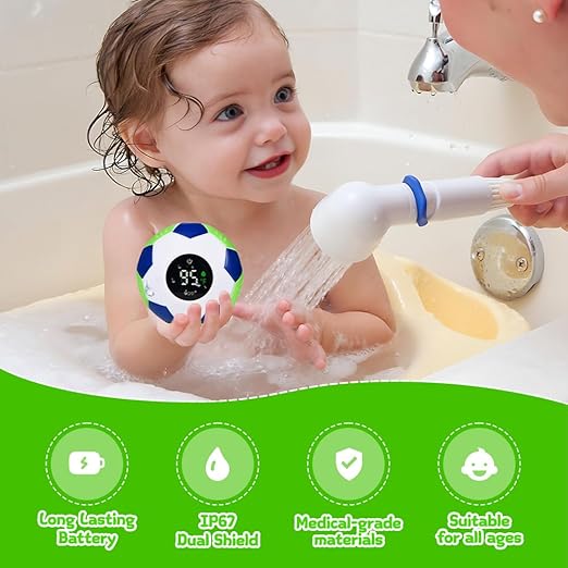 Baby Bath Thermometer with Floating Toys - Digital Water & Room Temperature Monitor, Rechargeable Thermometer with Alerts for Newborn Bath Essentials, Infant Safety