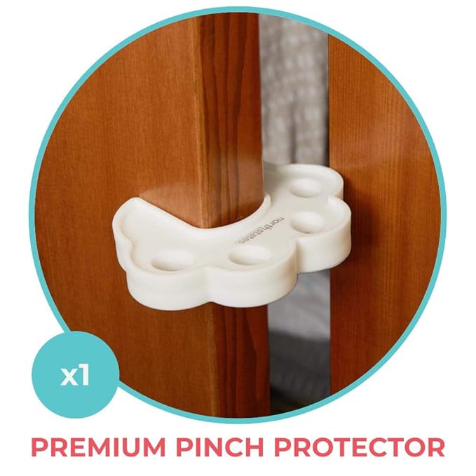 Toddleroo by North States - Childproofing Deluxe Kit: 4 Knob Covers, 4 Sliding Cabinet Locks, 4 Gel Corner Protectors, 1 Door Pinch Guard, 18 Drawer Locks, 34 Plug Protectors - 65 Piece Set - White