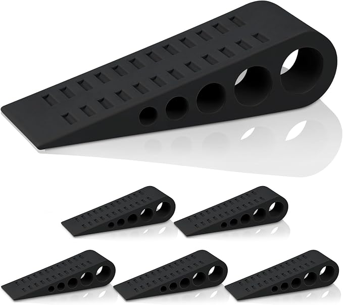 Self-Adhesive Door Stop for Bottom Mounting - Rubber Door Stopper No Drilling, Door Gap Protection 0.1-1.2 Inch(6 Pack, Black)