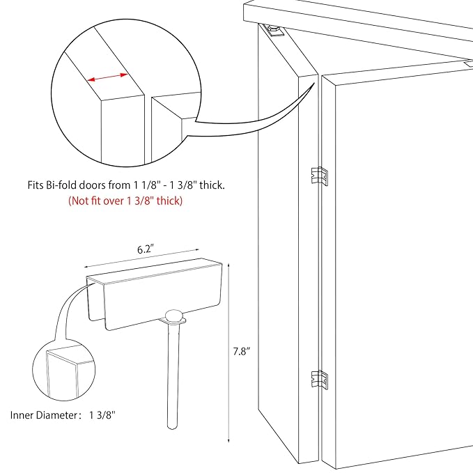 Metal Bifold Door Lock - Double Door Child Safety Locks Keep Toddler, Cats&Dogs Out of Closets, Cabinets, Pantry - No Need Install (1PC)
