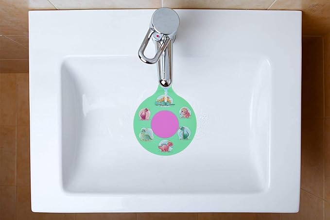WSZCML Bathtub Drain Stopper, Silicone Tub Stopper Plug, Universal Bath Drain Cover, Beautiful Coral Reef Illustration, Kids Tots Babies Gift (Green Dinosaur)
