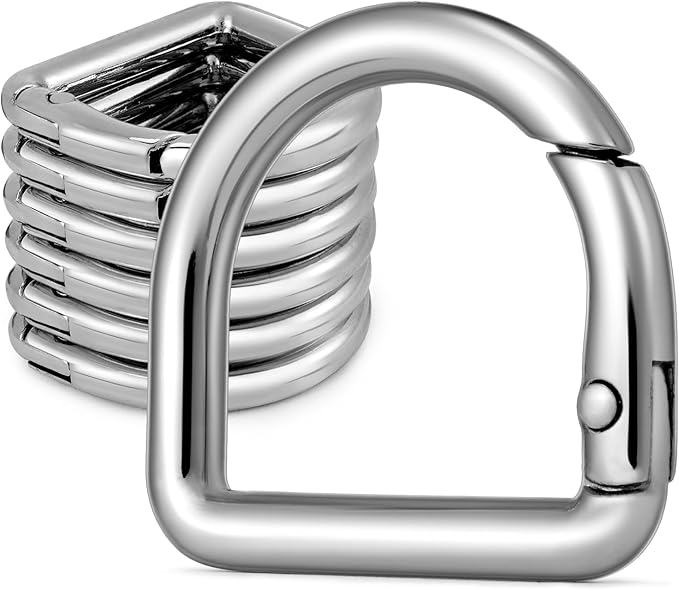10pcs Metal D Ring Spring Key Hooks Keyring Clip for Keychain Buckle, Backpacks Handbag Purse Hardware, DIY Crafts