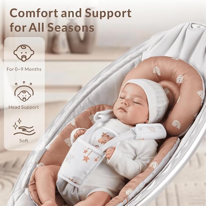 Generic Infant Car Seat Insert Compatible with Mamaroo Swing & Graco Swing and Infant Car Seat, Newborn Insert Baby Head Body Support, Reversible Design, Breathable Soft Fabric, 1Pcs - Dinosaur