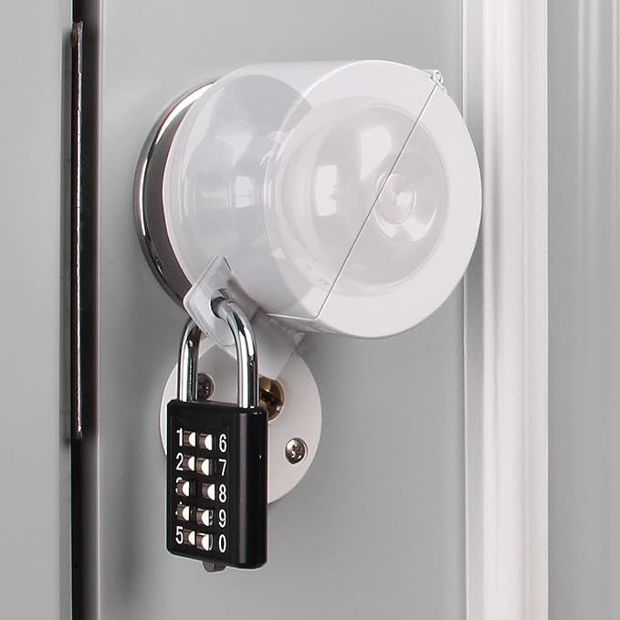 Door Knob Lock Combination Out Device Cover to The Doorknob/Faucet/Water Valve Hose Lock, Temporary Door Handle Combination Lock, Prevents Turning of Door Knob and Access to Keyhole