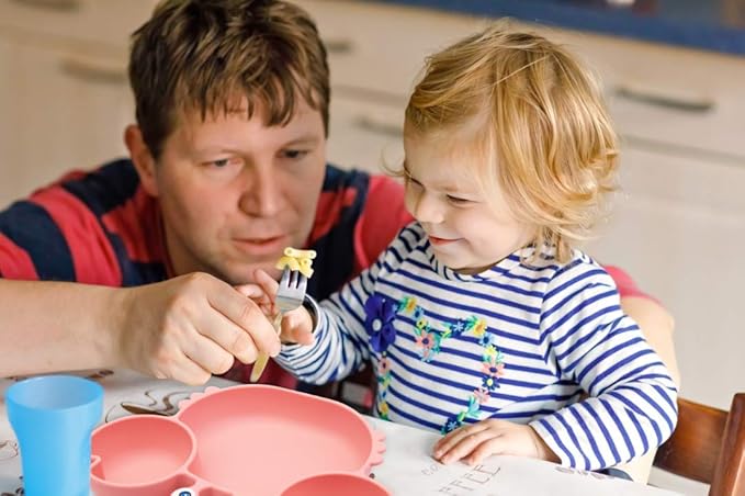 Linowos Silicone Suction Plate for Toddlers - Self Feeding Training Divided Plate Dish and Bowl for Baby and Toddler, Fits for Most Highchairs Trays, BPA Free Microwave Dishwasher Safe