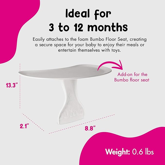 Bumbo Seat Tray Attachment, Baby Infant Child Toddler Floor Seat Eating Tray Activity Play Top Accessory for Boys and Girls 3 to 12 Months Old, White