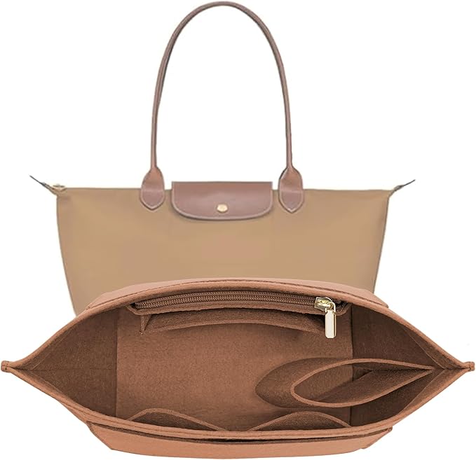 Purse Organizer Insert for Le Pliage Medium Handbags Insert（EarthColor, Medium）