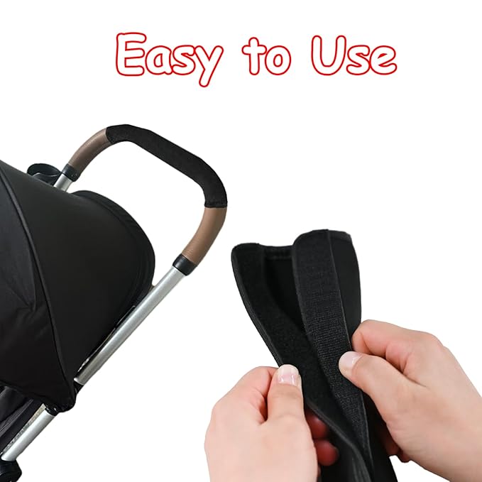2 Pack 13.38 * 5.51in Armrest Handle Cover,Universal Handle Sleeve Cover Replacement Pushchair Handle Cover Accessory Elastic Dust Proof Protector Sleeve for Pushchair Pram(Black)