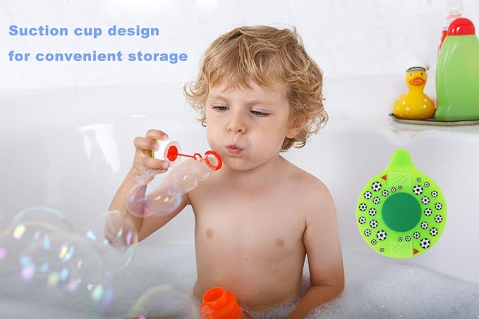 WSZCML Bathtub Drain Stopper, Silicone Tub Stopper Plug, Universal Bath Drain Cover, Kids Tots Babies Gift (Green Football)