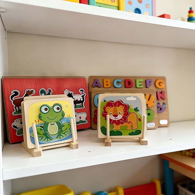 Bailitoy 2 Pcs Wooden Kids Bookshelf,Toddler Book Display Shelves Children Book Rack Suitable Kids Rooms, Nursery & Classroom,Mini Bookshelf, Desktop Shelf
