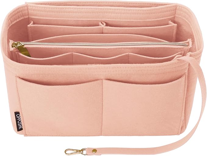 OPPOSHE Purse Organizer Insert for Handbags, Softened Felt Bag Insert Organizer for Tote, Compatible with LV, Coach, MK, Kate Spade, Goyard, Longchamp (Light Pink, X-Large)
