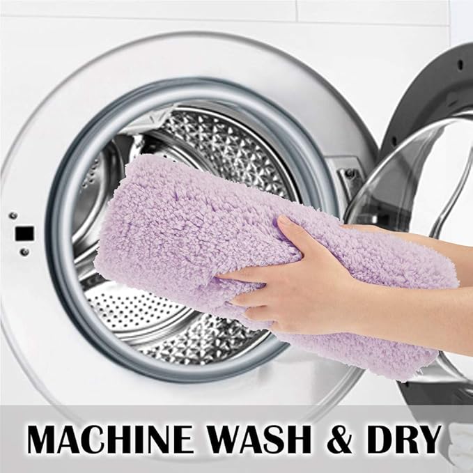Suchtale Non Slip Shaggy Microfiber Bath Mat (16 x 24, Lavender) Absorbent, Plush, Thick, Machine Washable