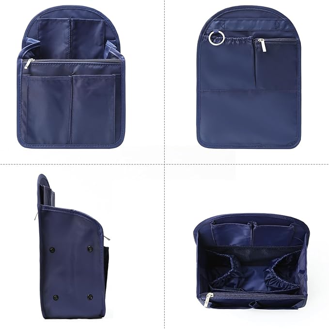 Surblue Backpack Organizer Insert Liner Hanging Travel Rucksack Purse and Handbag Insert Pocket, High-capacity Divider Foldable Nylon Shoulder Bag Organizer for Men and Women, (Navy, M)