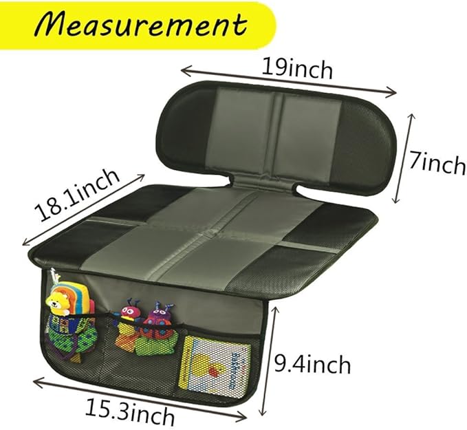 Big Ant Car Seat Protector Nonslip with Mesh Organizer for Infant Baby Cars Seats Waterproof Dog Mat Cover Pad Protects Automotive Vehicle Leather or Cloth Upholstery(Gray)