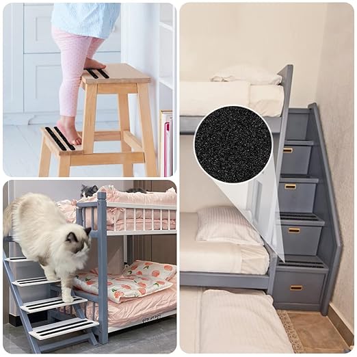 Anti Slip Tape, 16pcs Non Slip Pre-Cut Strips, Treads Safety Non Skid Adhesive Strips for Ladder, Step Stool and Stair (1" x 12", Black)