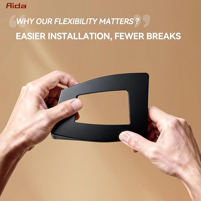 AIDA 1-Gang Screwless Decorative Wall Plates, Standard Size Unbreakable Thermoplastic Faceplate Cover for Decorator Receptacle Outlet Switch, UL Listed (10 Pack, Matte Black)