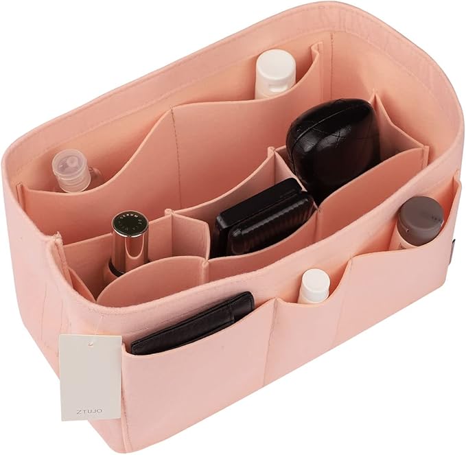 ZTUJO Purse Organizer Insert, Felt Bag Organizer For Handbag Purse Organizer,13 Colors, 6 Size (X-Large, Brush Pink)