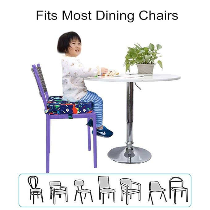 Dining Chair Heightening Cushion Portable Dismountable Adjustable Highchair Booster for Baby Toddler Kids Infant Washable Thick Chair Seat Pad Mat (Dark Blue)