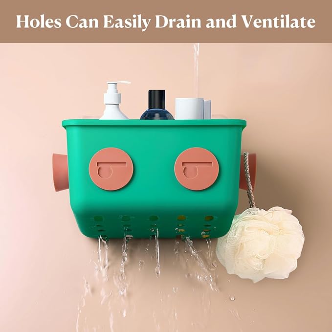 Bath Toy Storage Organizer Basket, 2 Pack Cute Robot Bathtub Shower Toy Organizer, Wall Mounted Hanging Bath Toy Holder with Hooks, for Tub Laundry