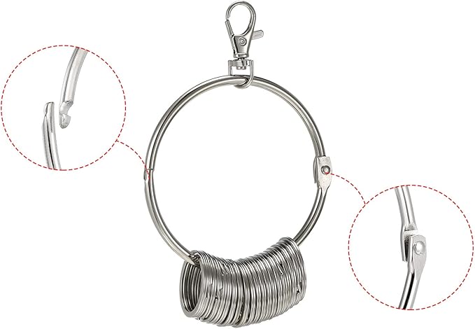 Patikil 3.4 Inch Dia Key Organizer Keychain, 1pcs Management Holder with 20 Rings for Office, Silver