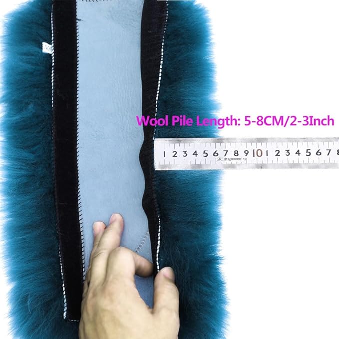 OGLAND Long Wool Fluffy Sheepskin Seat Belt Covers, Fuzzy Seatbelt Pads for Adults Kids Women Universal Car 2 Pack (Black)