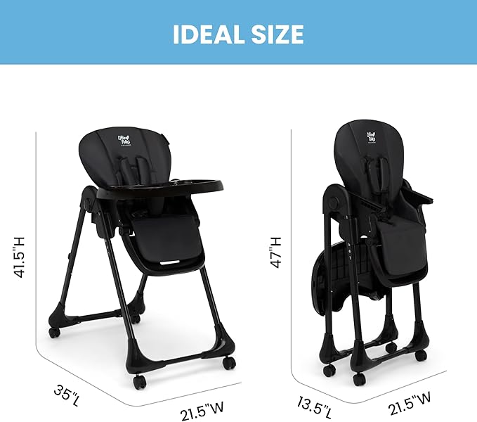 Little Folks by Delta Children 2-in-1 SlimFold High Chair for Babies and Toddlers, Black