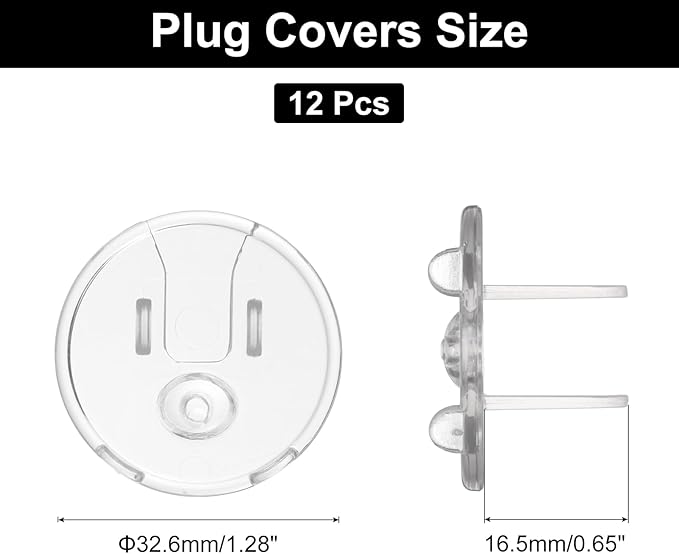 MECCANIXITY 12 Pack Outlet Covers Proofing, Plug Covers Easy Installation Electric Plug Protectors Safety Socket Cover Plugs Protector Transparent