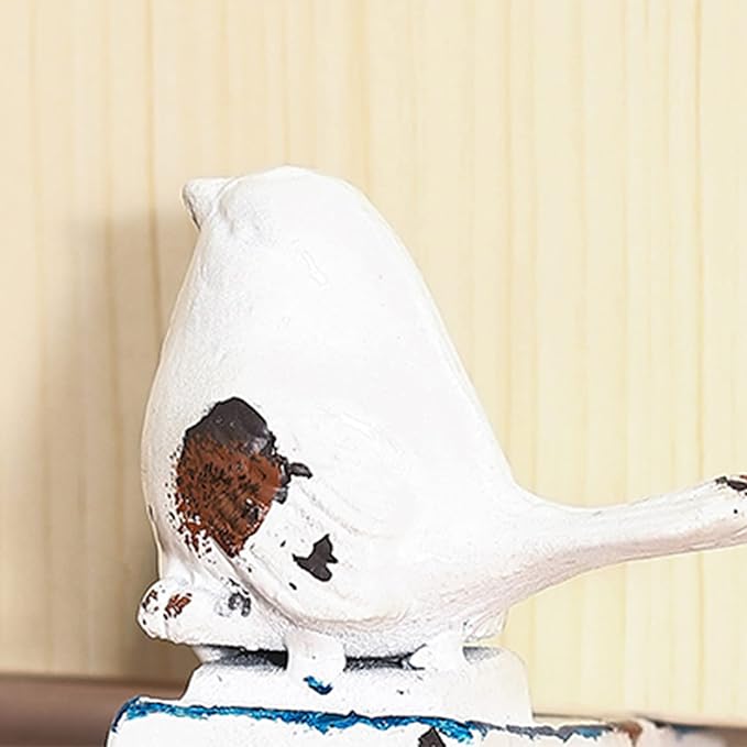 2 PCS Cast Iron Door Stop for Bottom of Door Cute Bird Decorative Door Stopper Wedge (Antique White)…………