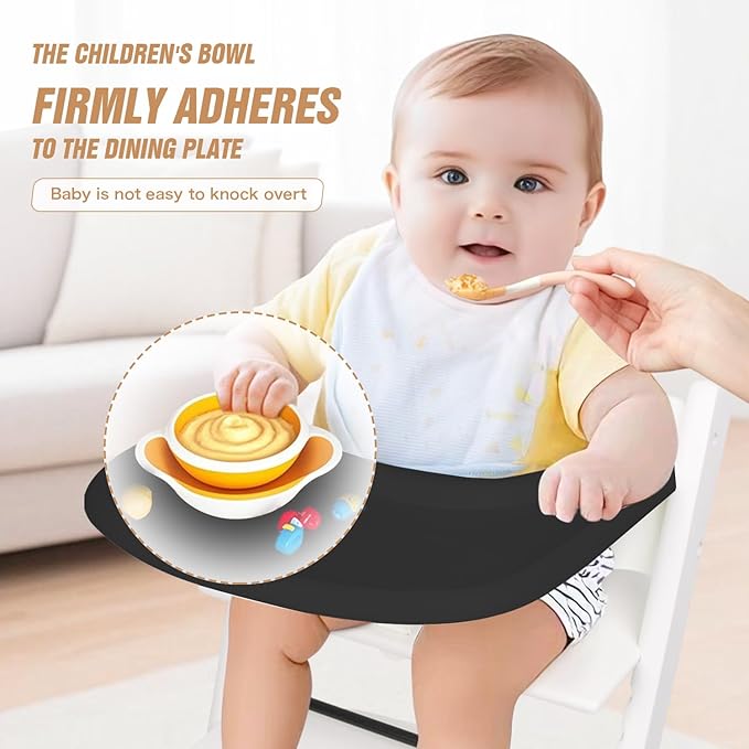 HLVEIN for Stokke Tripp Trapp Tray,Black-Smooth Surface Powerful Suction,Easy to Clean,Compatible with Stokke Tripp Trapp Chair(V2 and Beyond),Made with BPA-Free Plastic
