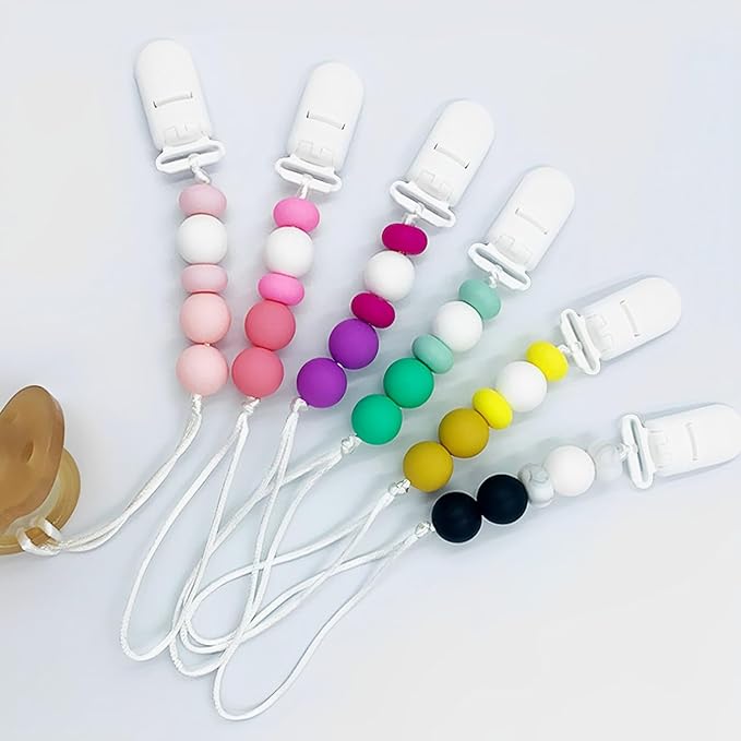 Langmeil 100pack 20mmRibbon Pacifier Plastic Suspender Clips for DIY Teething Toys Baby Blankets Dummy Bib Leash, White