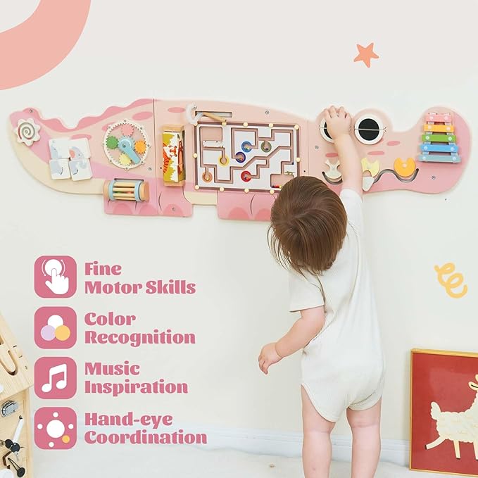 Potatomato Montessori Wall Busy Board for Toddlers-Learning Activity Center for Kids-Educational Decorative Wall Panel for Fine Motor Skills -Autism Sensory Toys-Birthday Gift for Baby Boys&Girls